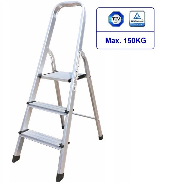 Escalera de aluminio plegable conveniente de 3 pasos con la manija