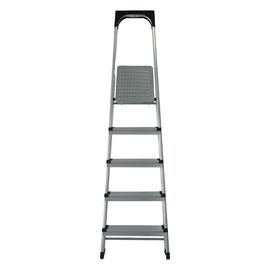 Silver Foldable Aluminum Ladder Anti Slip  Wide  Top 5 Steps EN131 GS Certificated