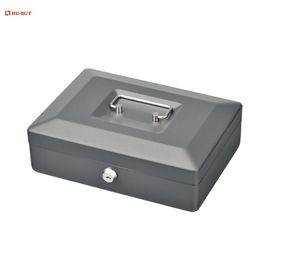 6 Cell Money Bank Box With Key Lock , Grey Color Money Storage Safes