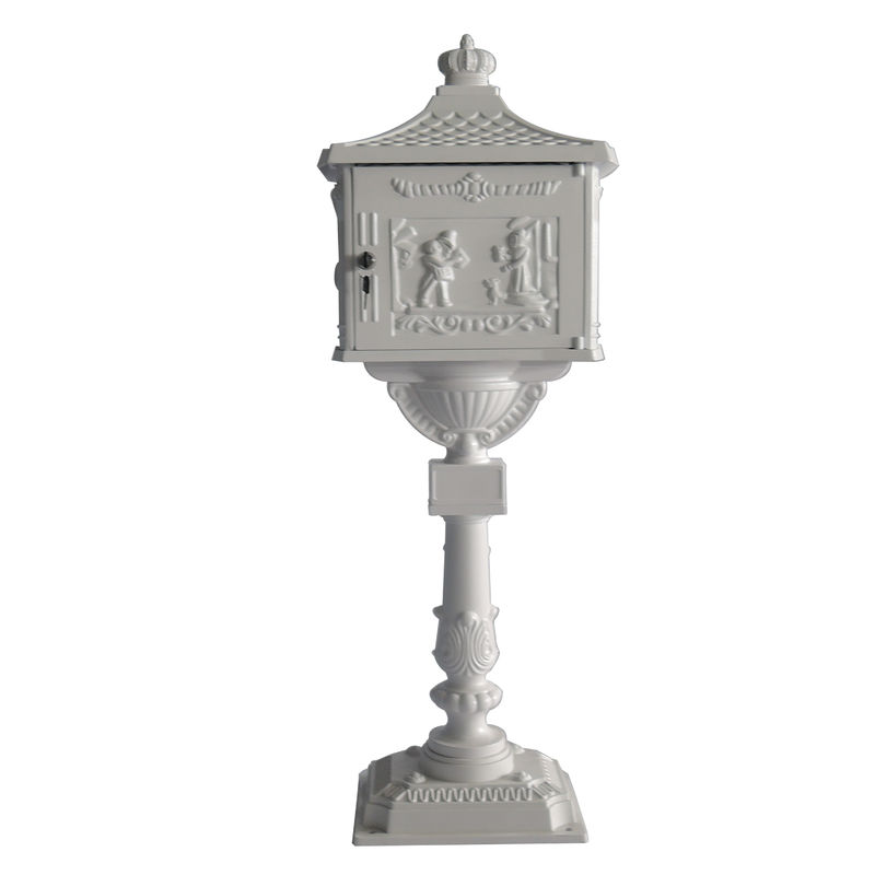 Aluminum Standing Decorative Mailbox Post White Vintage Mailbox