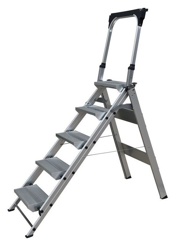 Robust Strength Lightweight Aluminum Ladder 5 Steps Adjustable Aluminum Ladder