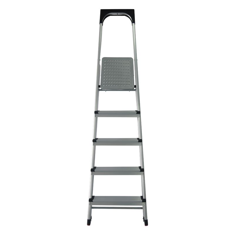Silver Foldable Aluminum Ladder Anti Slip  Wide  Top 5 Steps EN131 GS Certificated