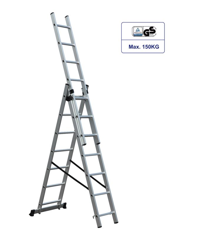 Durable 3x7 Collapsible Extension Ladder Adjustable Aluminum Ladder