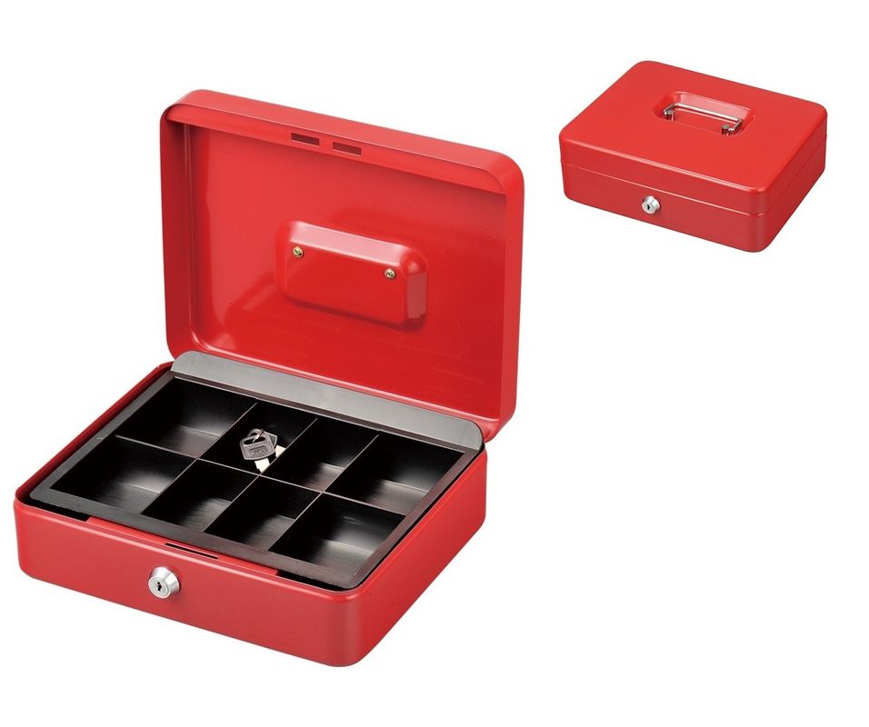 Lockable Coin Money Storage Safe Security Box Holder Suitcase With Lock Key 8 Compartments